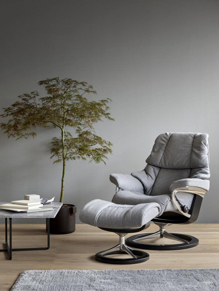 Stressless+Reno+Signature+Balck +Calido+Light+Grey